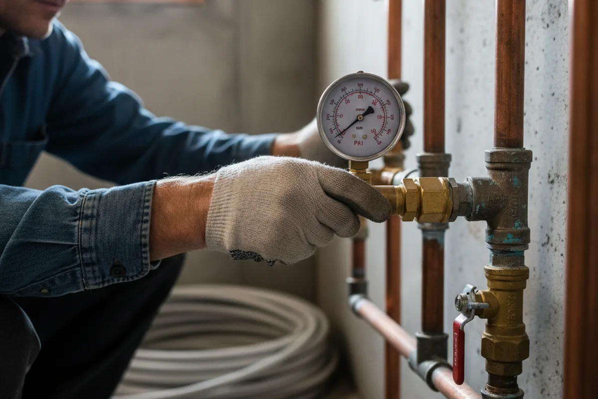 Pressure testing a repaired line during Water Line Repair in Rolling Meadows